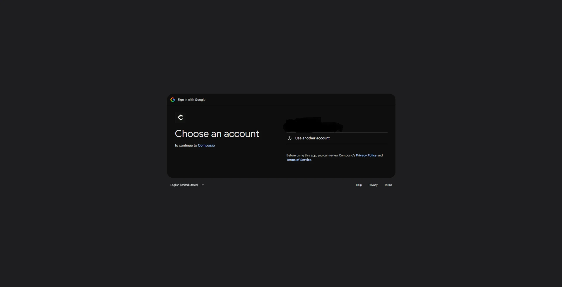 Google account chooser asking which account to continue with.